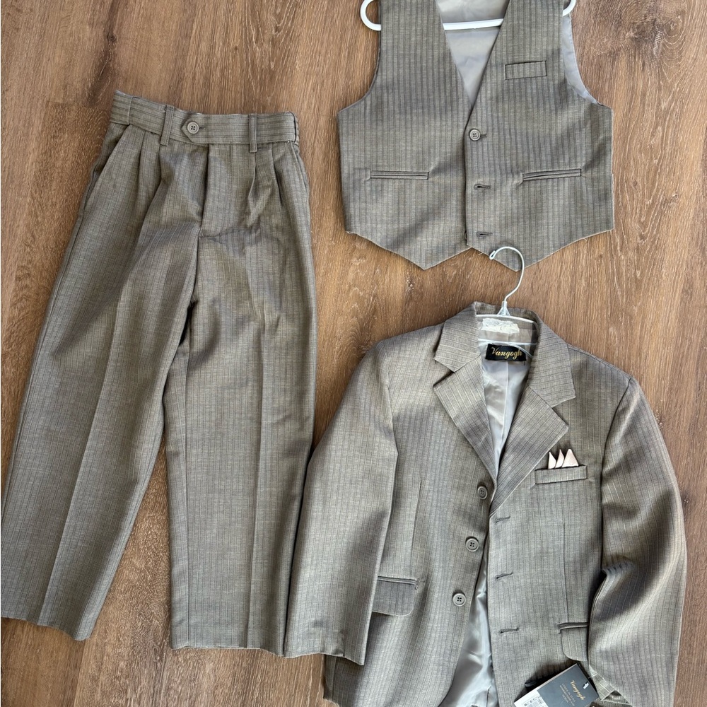 Kids Gray Suit Set with Vest
